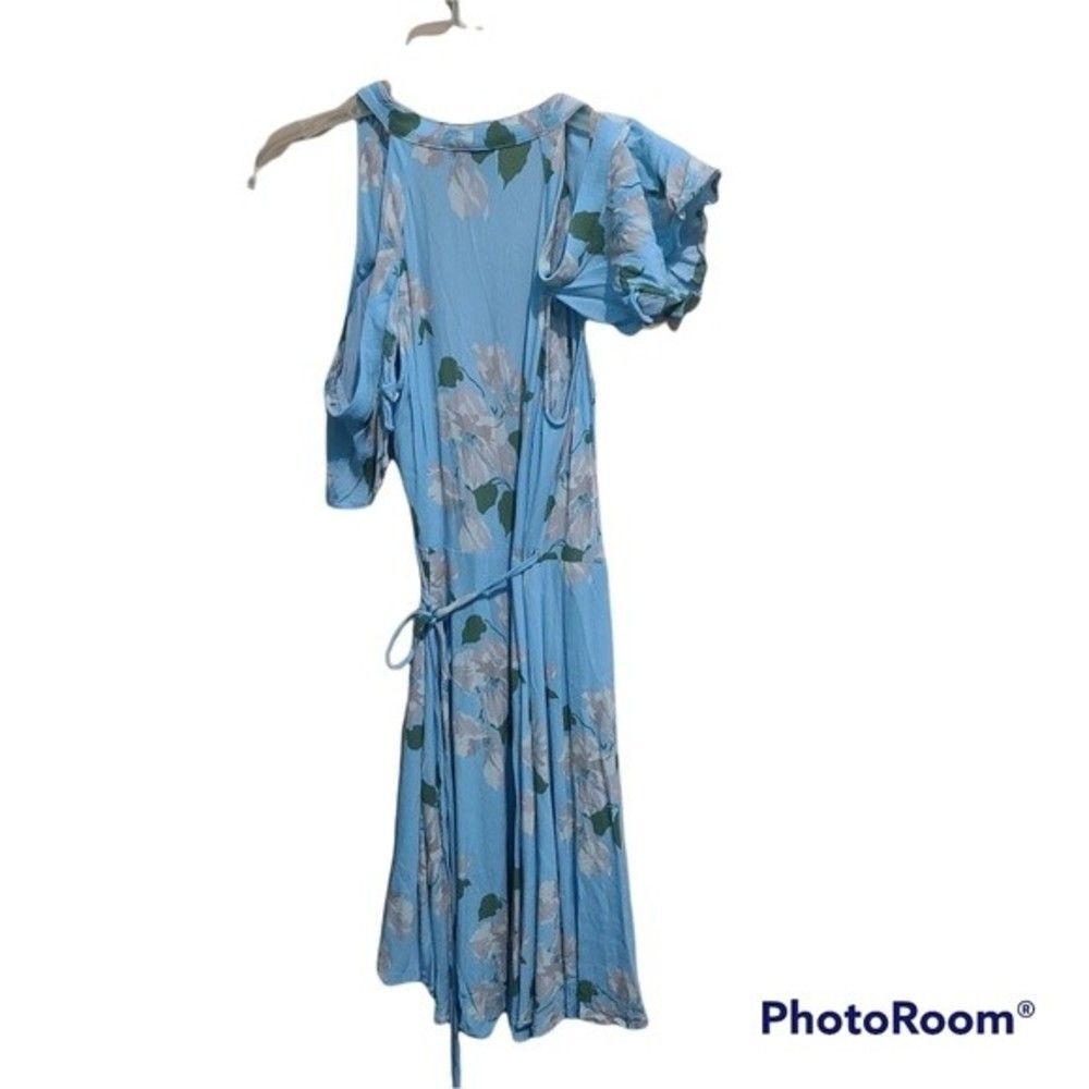 Privacy Please Delta floral cold shoulder wrap Dress light Blue XS - Picture 6 of 11